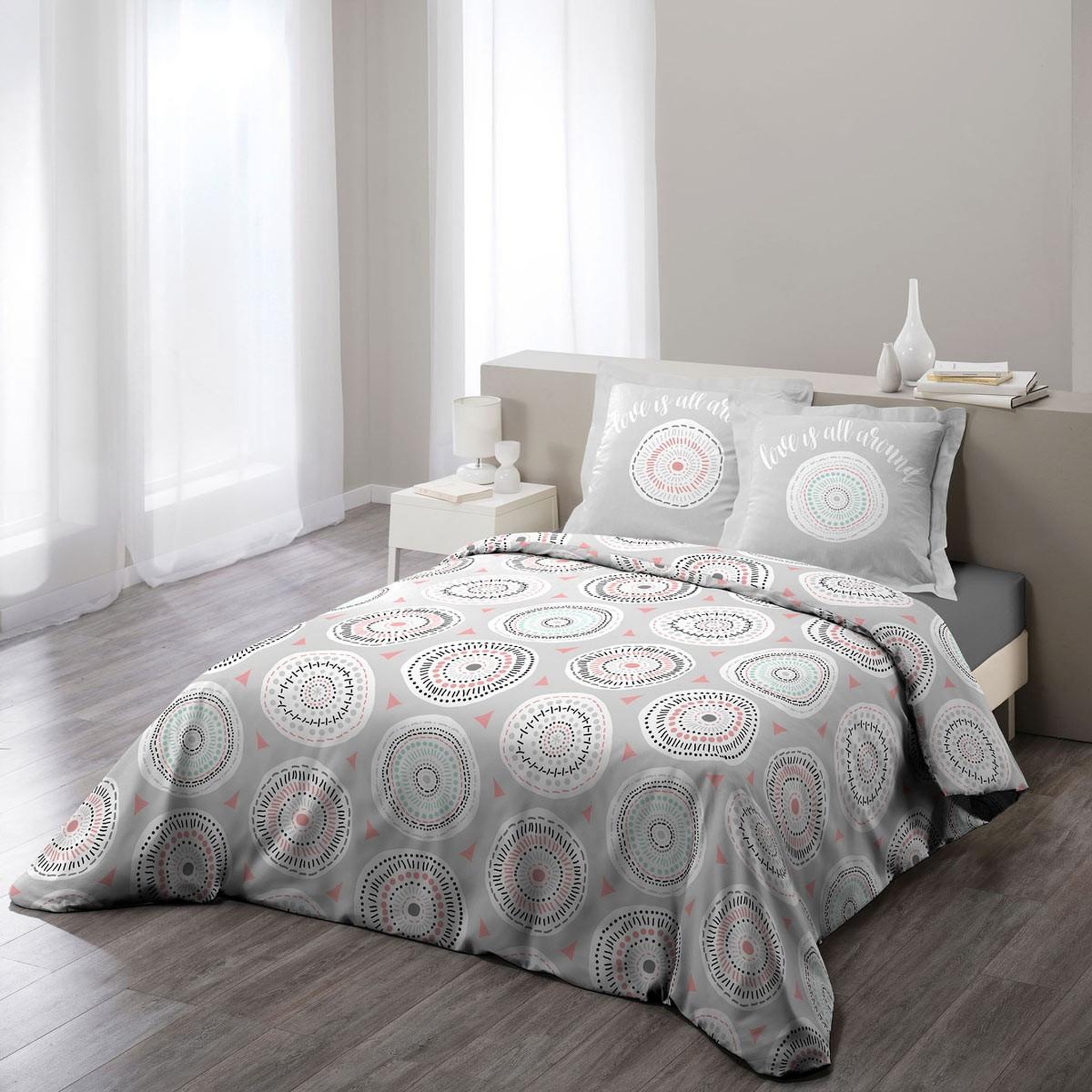 Douceur d'Intérieur Parure de lit 3 pièces  disco  240x220cm rose & menthe
