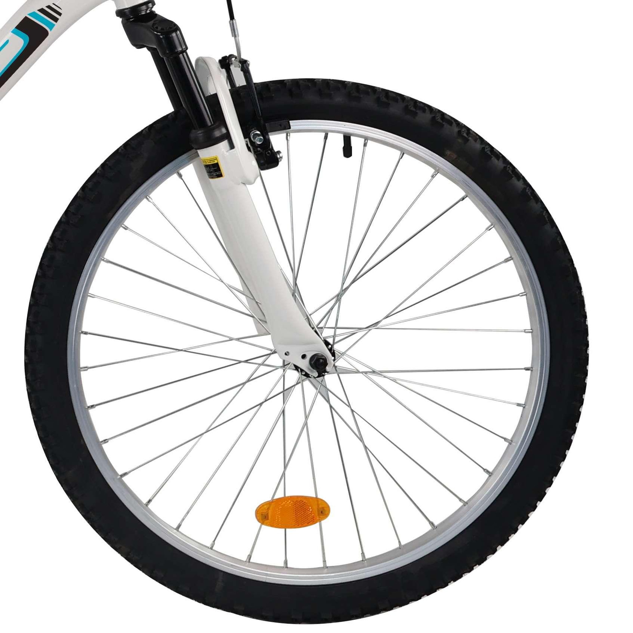 Voir la diapositive 3 : FREERIDER Vélo VTT 24'' avec cadre suspendu et fourche télescopique - 18 Vitesses Indexées via poignées tournantes indexées Grip Shift- Dérailleur arrière Shimano TY21 - Freins V-Brake en composite noire - Jantes en Aluminium avec attache rapide avant Sonnette.