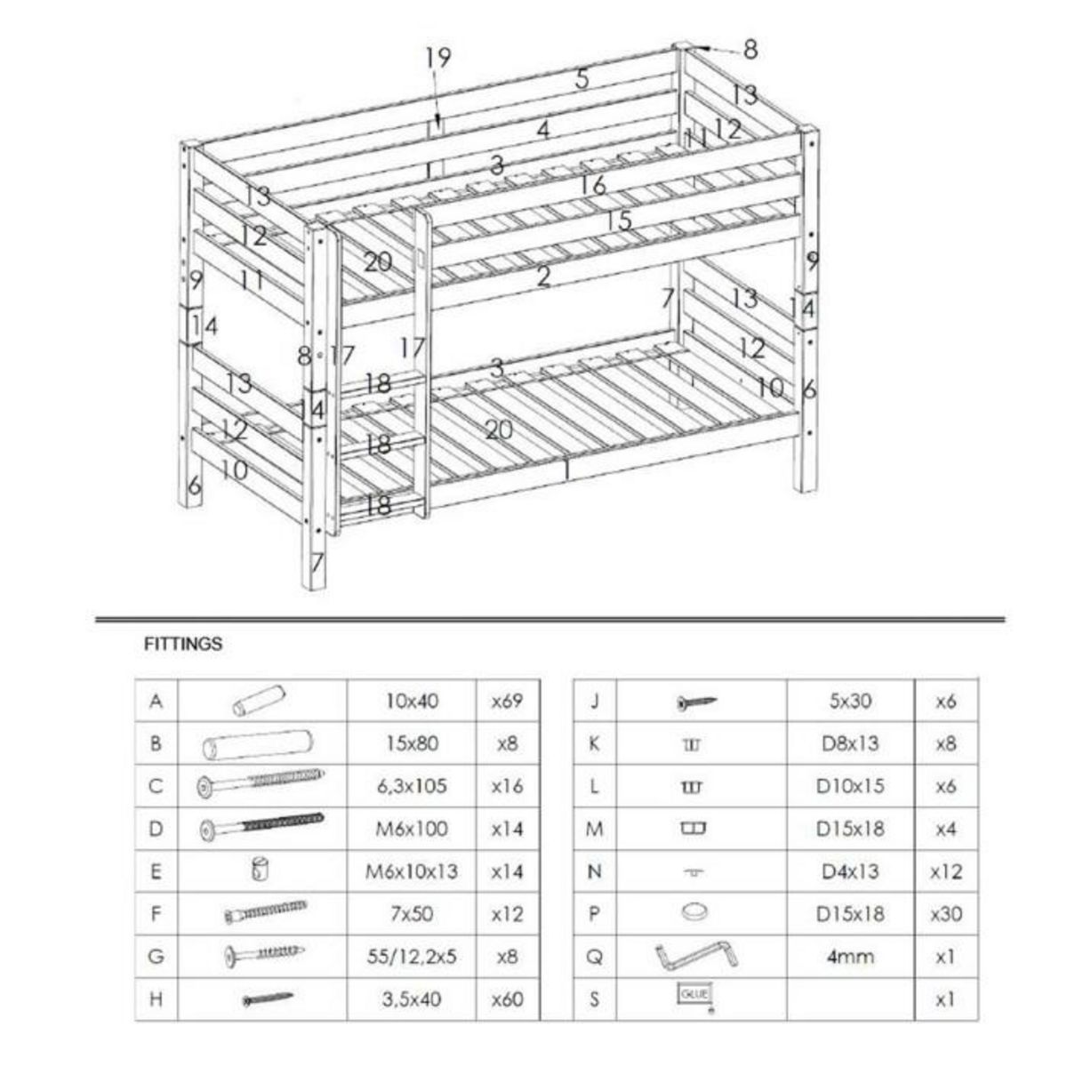 Paris Prix Pack - Lit Superposé Enfant & Tiroir  Pino  Gris