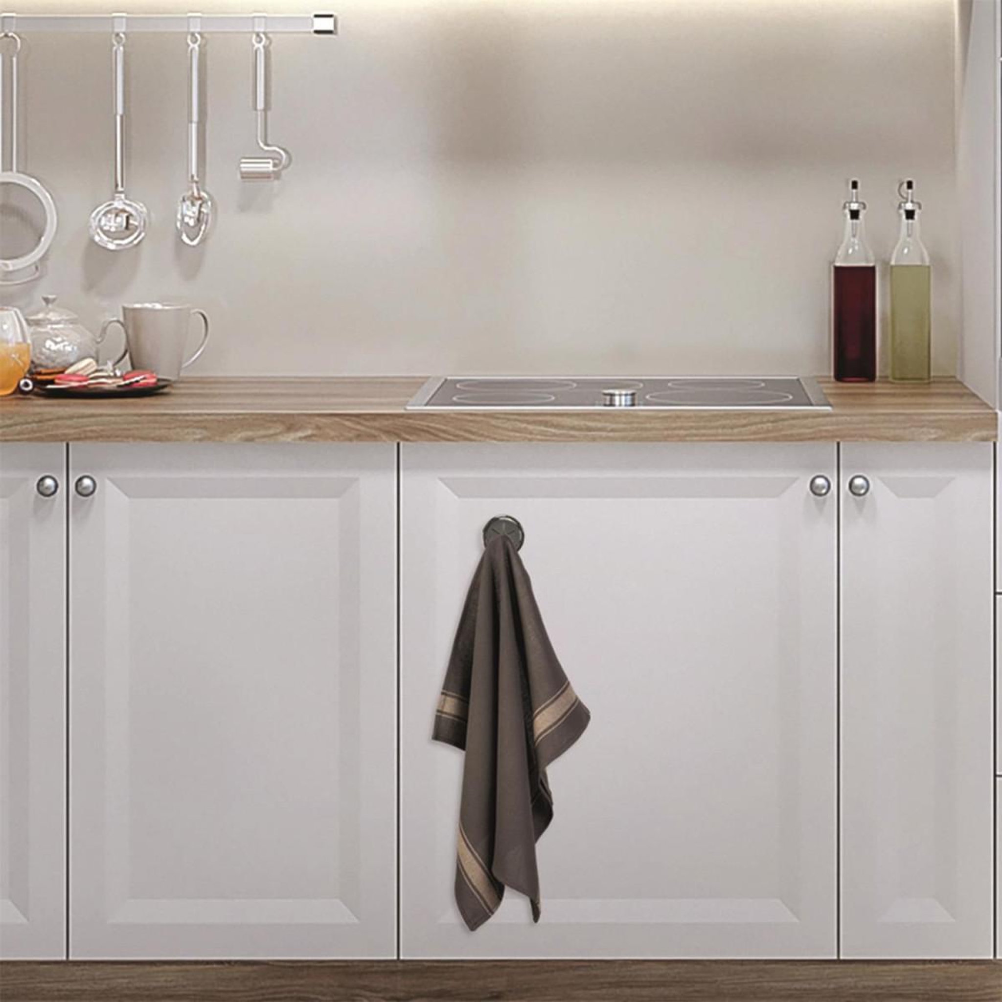 Voir la diapositive 5 : Je cherche une idee Accroche torchon  adhésif  4cm gris & noir