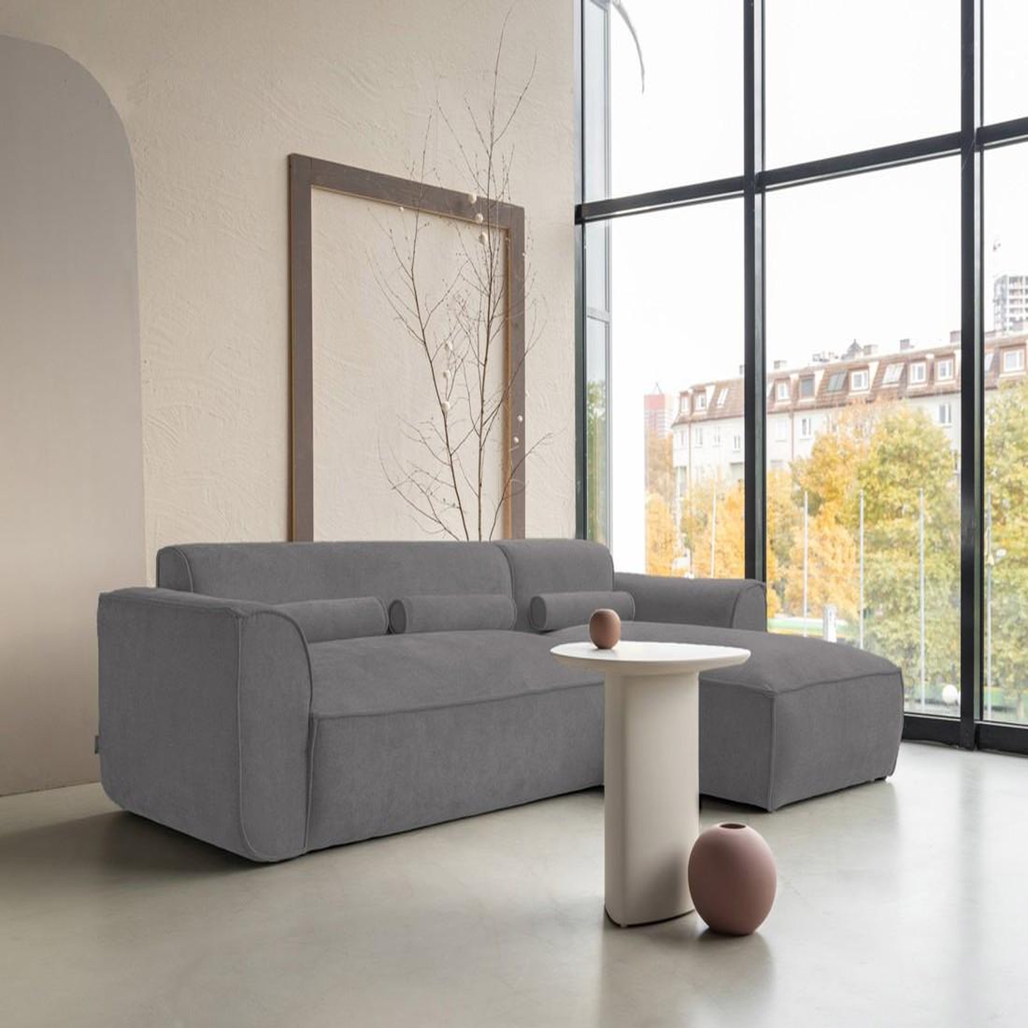 Voir la diapositive 1 : BEST MOBILIER Felix - canapé modulable d'angle droit 4 places en tissu texturé