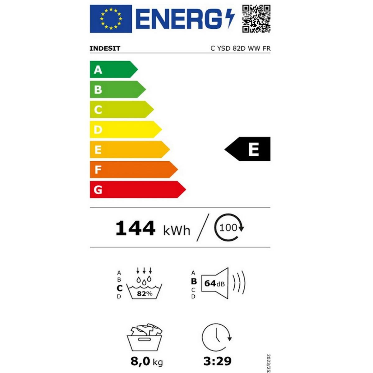 Indesit Sèche-linge pompe à chaleur 60cm 8kg - CYSD82DWWFR