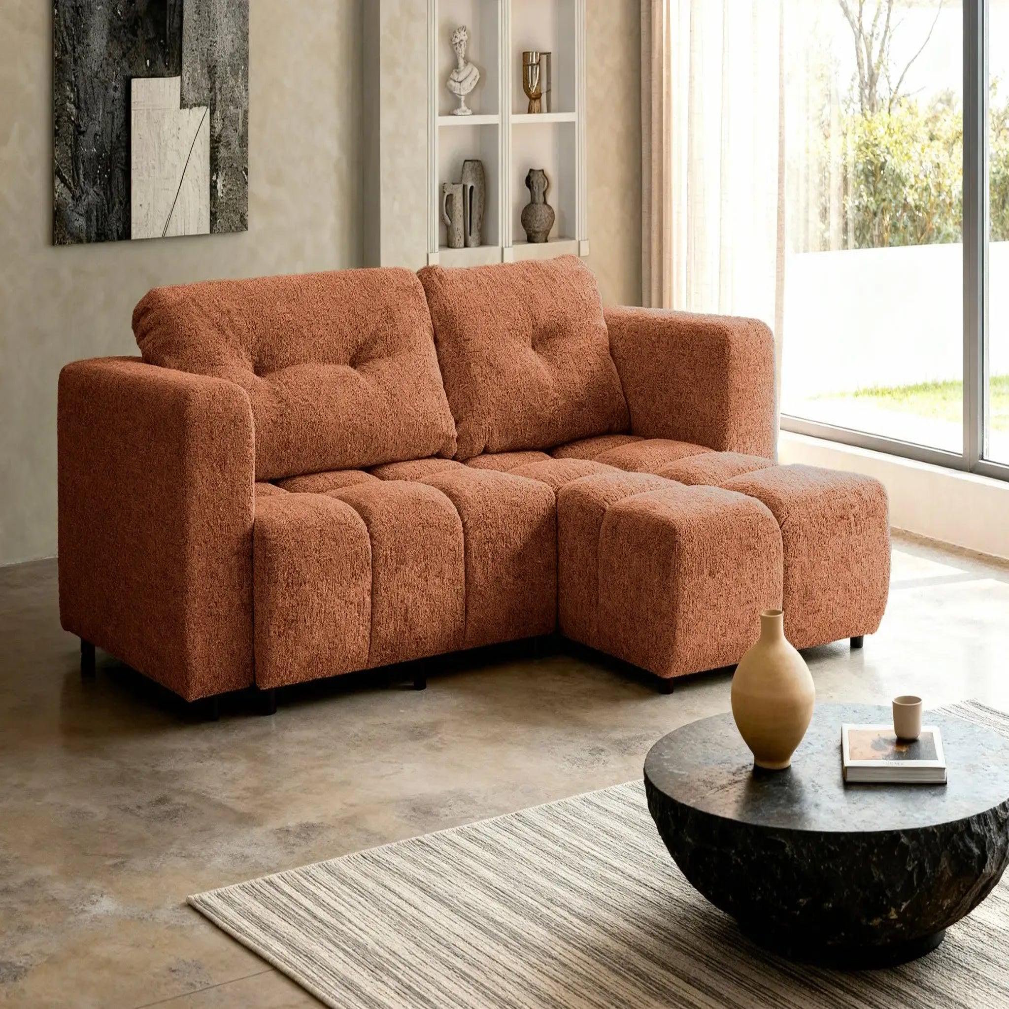 Voir la diapositive 3 : CASANOVA PARIS Romy 3 places - canapé d'angle convertible tissu chenille 3 places