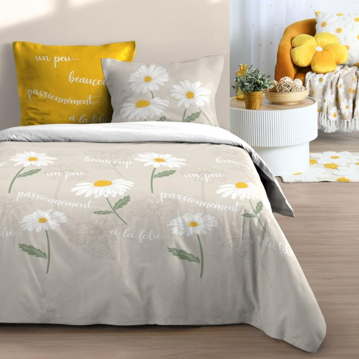 STOF Housse de couette 240x220 finition rabat + 2 taies coton 57 fils