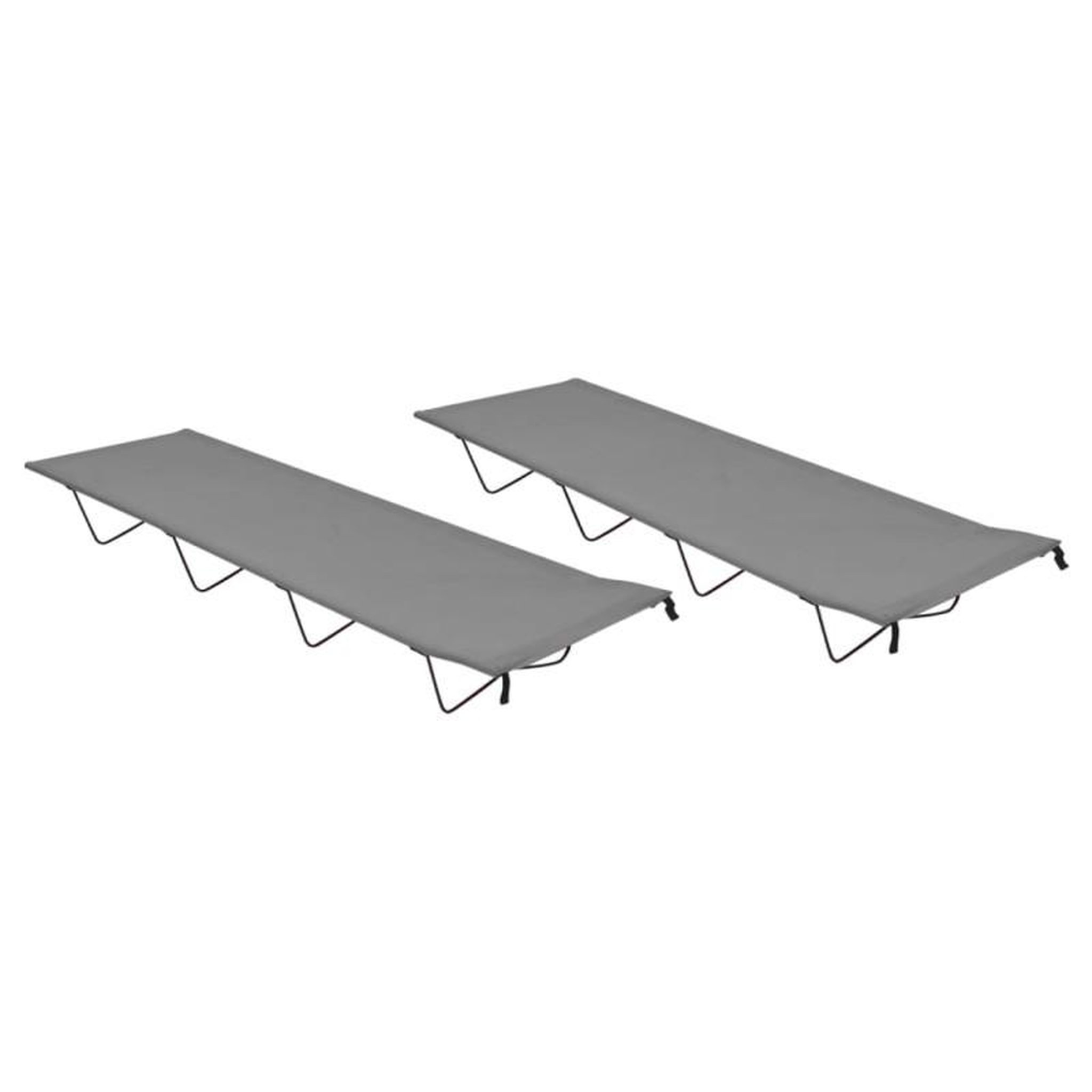 Voir la diapositive 1 : VIDAXL Lits de camping 2 pcs 180x60x19 cm Tissu Oxford et acier Gris