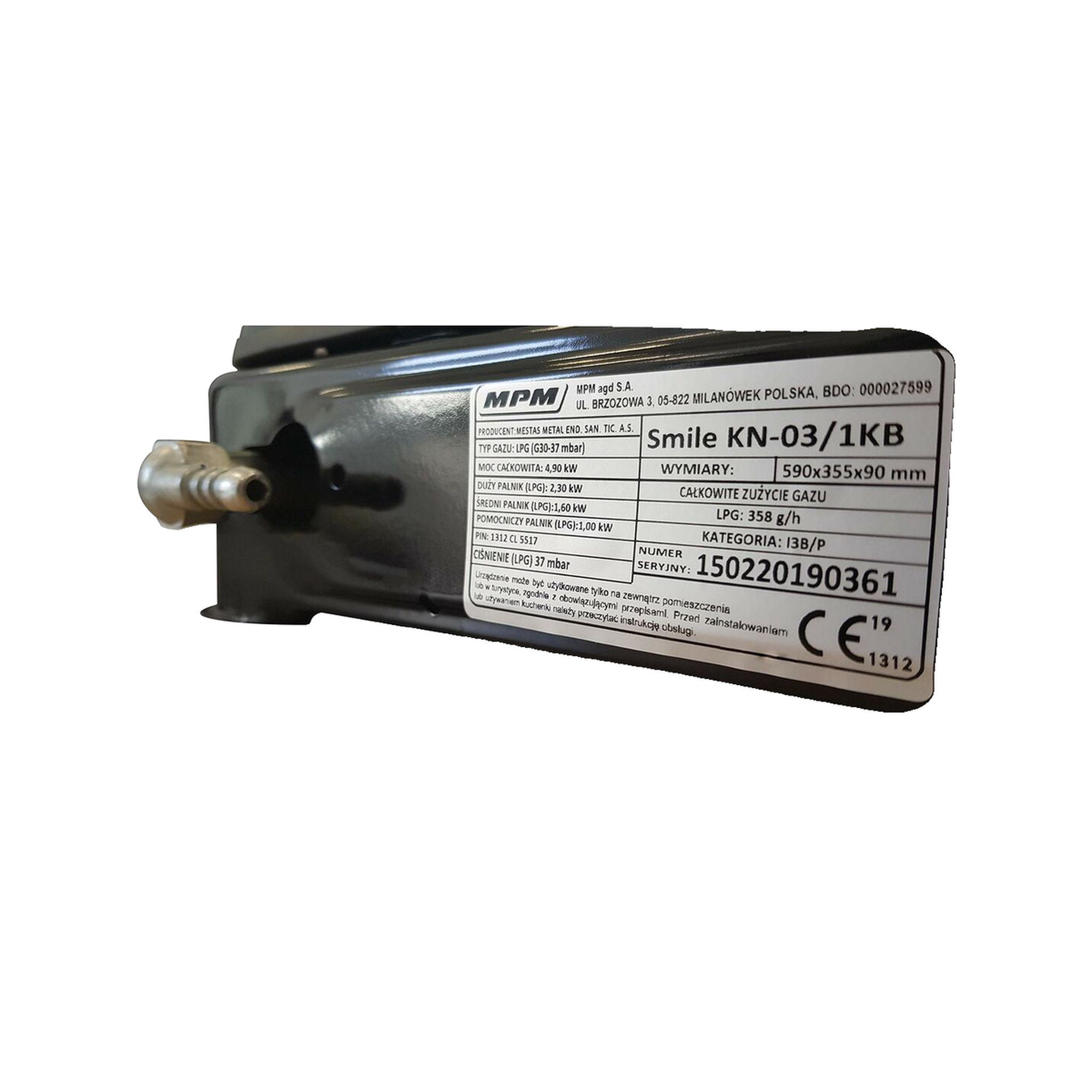 Voir la diapositive 4 : MPM Plaque de cuisson gaz smile-kn-03/1kb 5200W 3 foyers