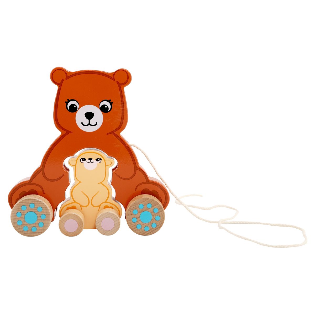 One Two Fun Mon animal et son petit à tirer en bois