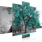 Paris Prix Tableau 5 Panneaux  Autumn in the Park Wide Turquoise. Coloris disponibles : Multicolore