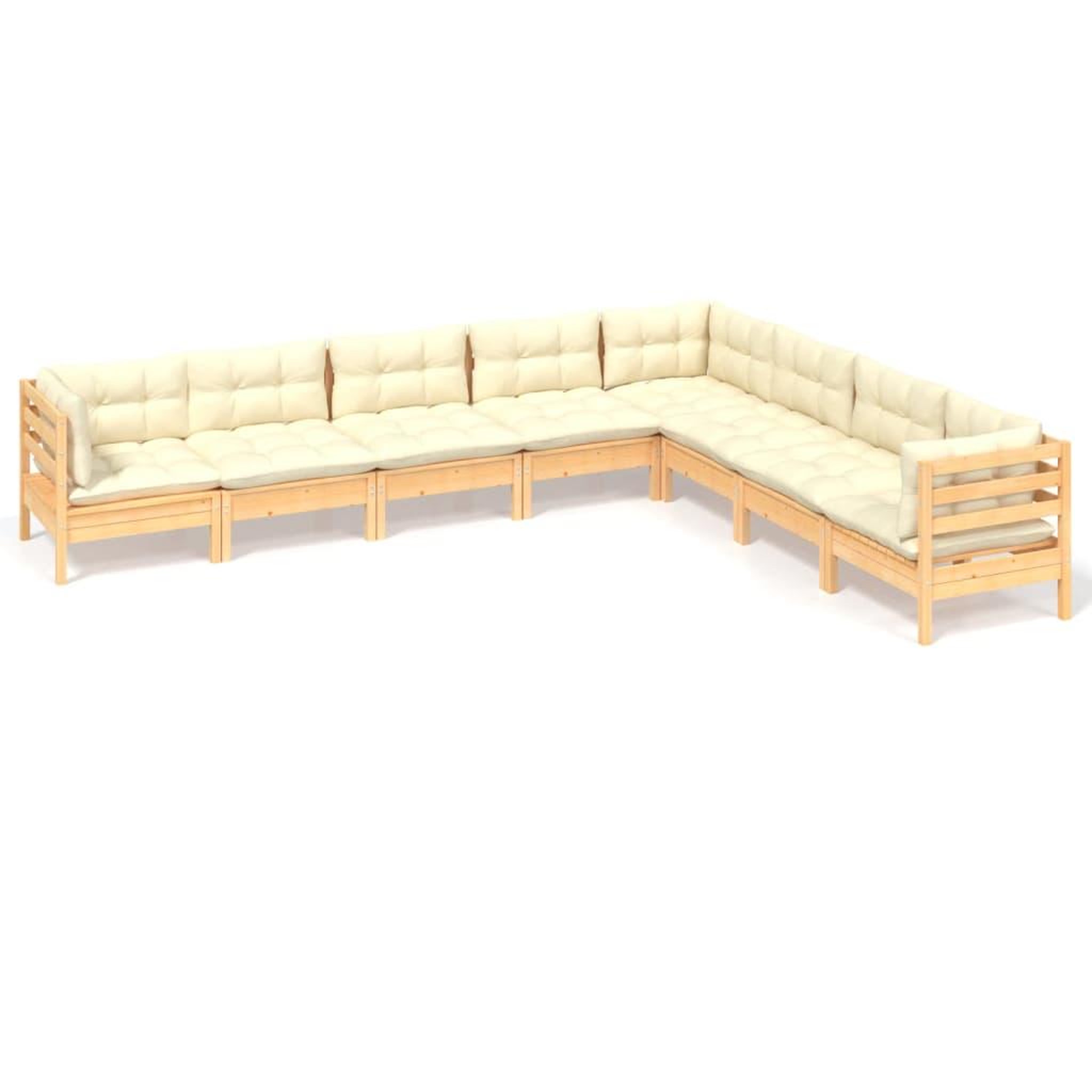 Voir la diapositive 2 : VIDAXL Salon de jardin 8 pcs avec coussins creme Bois de pin massif