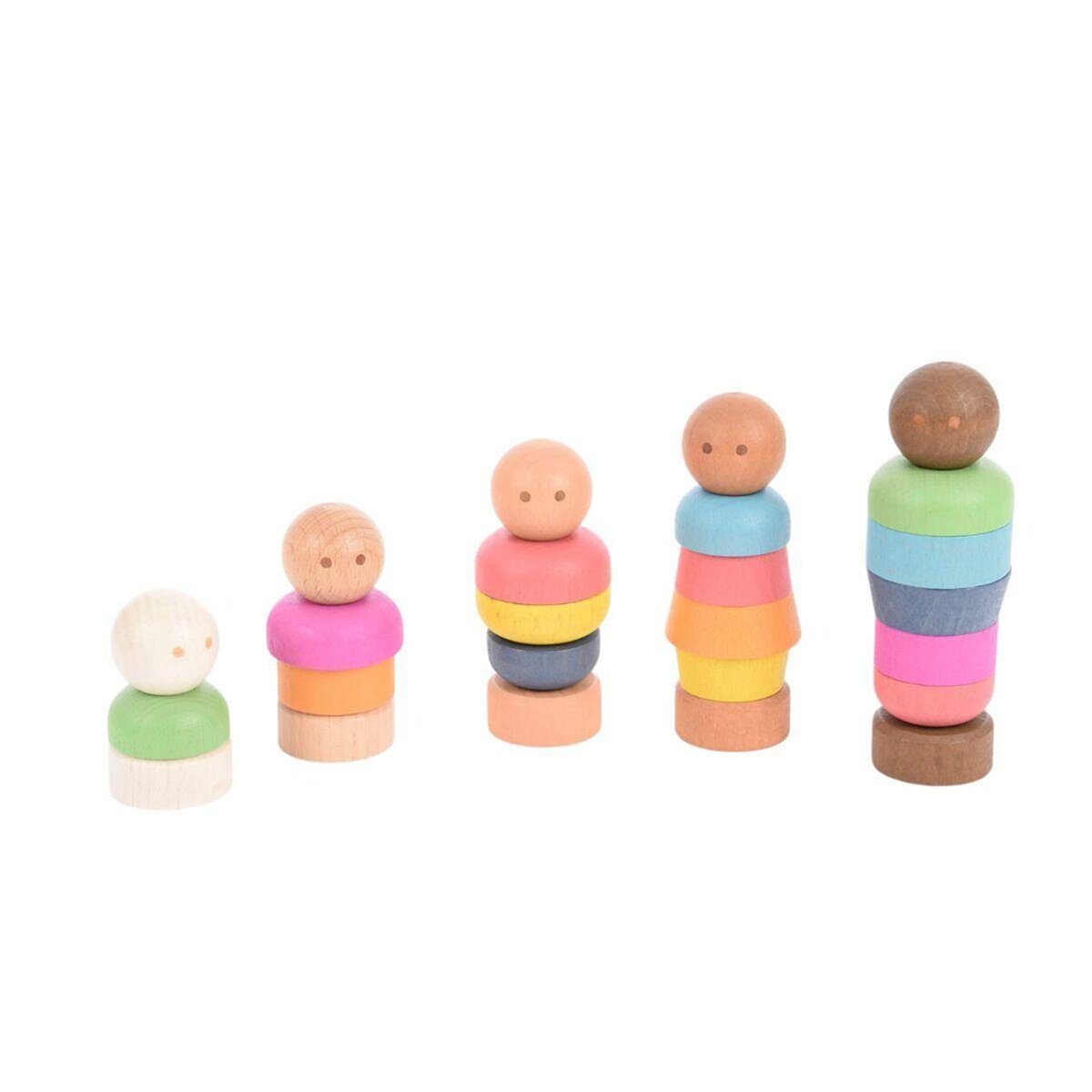 TICKIT Ensemble de personnage modulable en bois arc-en-ciel 25 pieces
