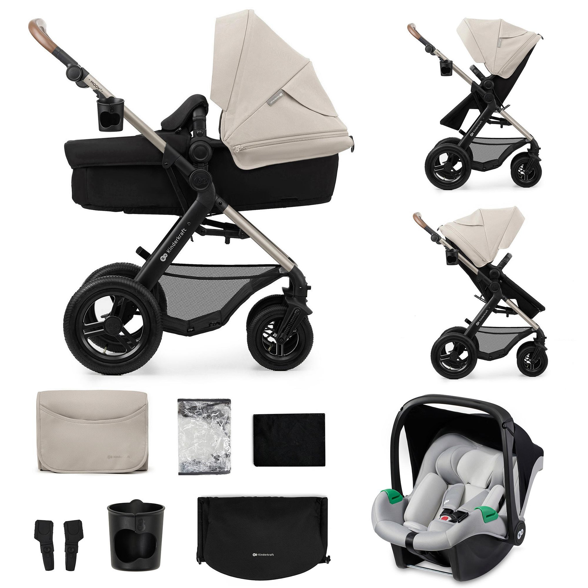 Voir la diapositive 1 : KINDERKRAFT Poussette trio moov 2 pratique et confortable