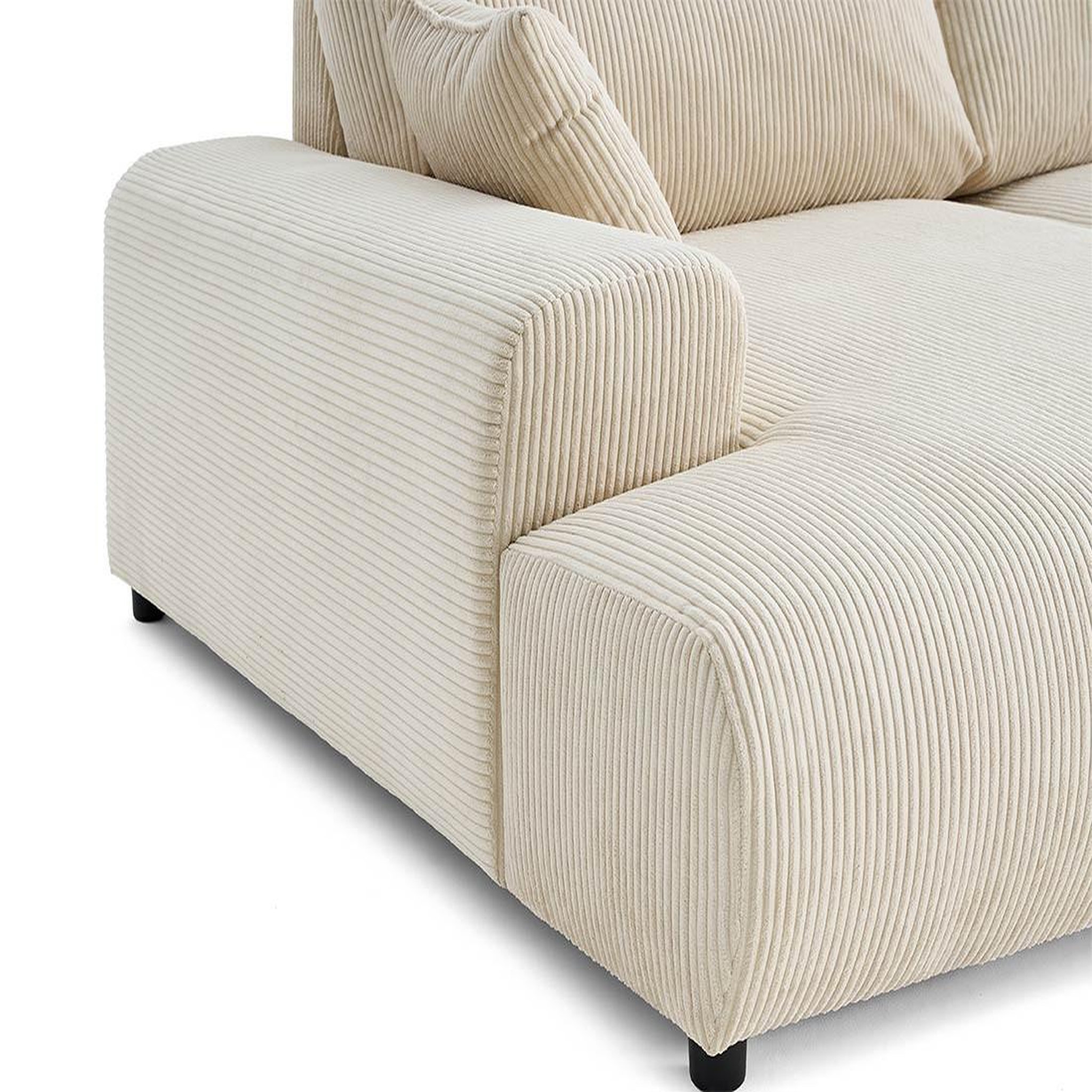Voir la diapositive 6 : LISA DESIGN Garance - canapé droit 4 places double méridienne - assise profonde - en velours côtelé