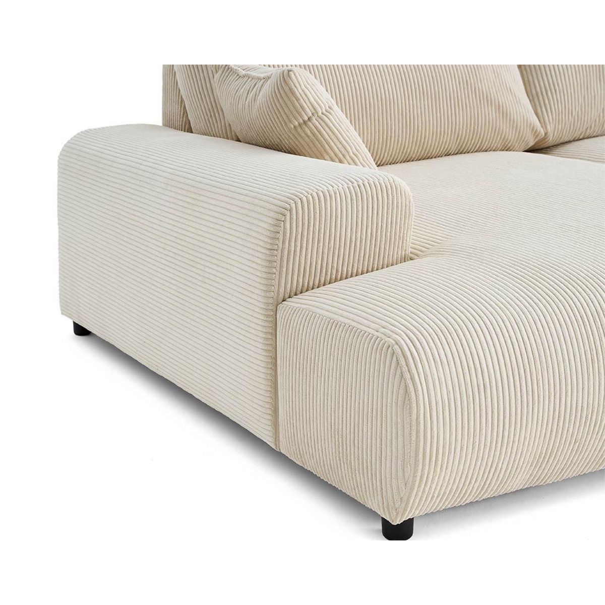 LISA DESIGN Garance - canapé droit 4 places double méridienne - assise profonde - en velours côtelé