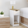 Voir la diapositive 2 : ID MARKET Lot de 2 tables de chevet ANOUK 1 tiroir avec niche blanc et bois