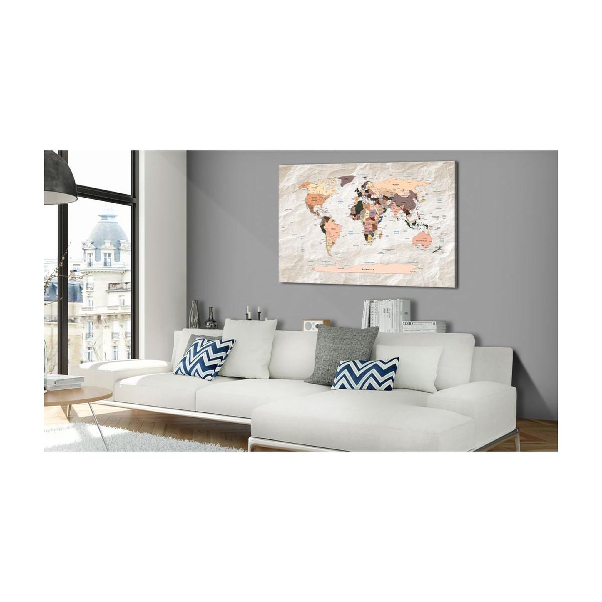 Voir la diapositive 2 : Paris Prix Tableau imprimé  world map : stony oceans