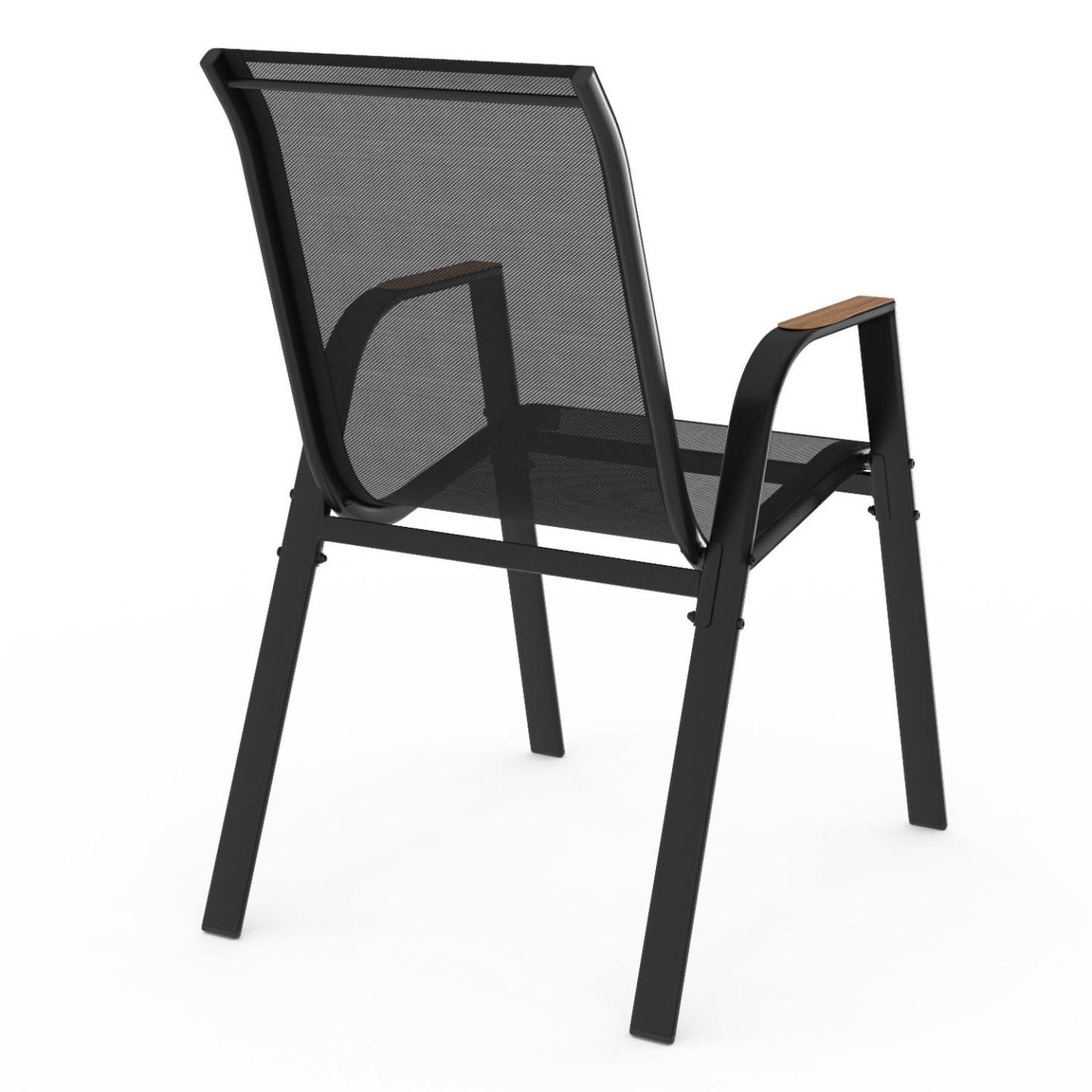 Voir la diapositive 5 : ID MARKET Lot de 6 chaises de jardin noumea métal et textilène empilables noir et bois