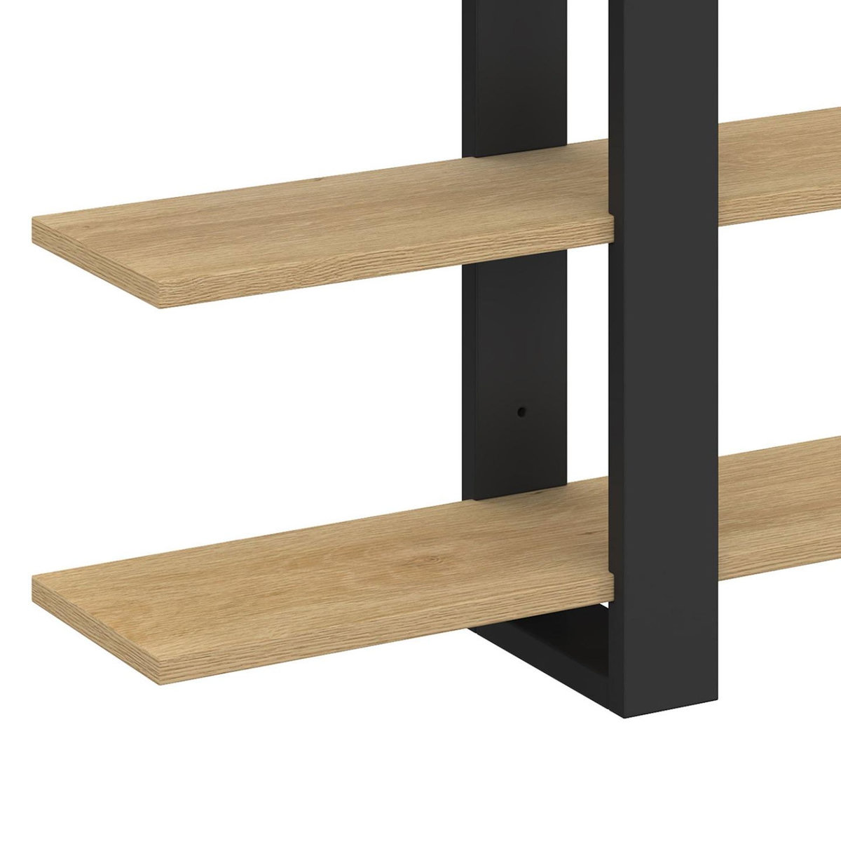 ID MARKET Etagère murale avec étagères coulissantes ORA 4 niveaux façon hêtre et noir