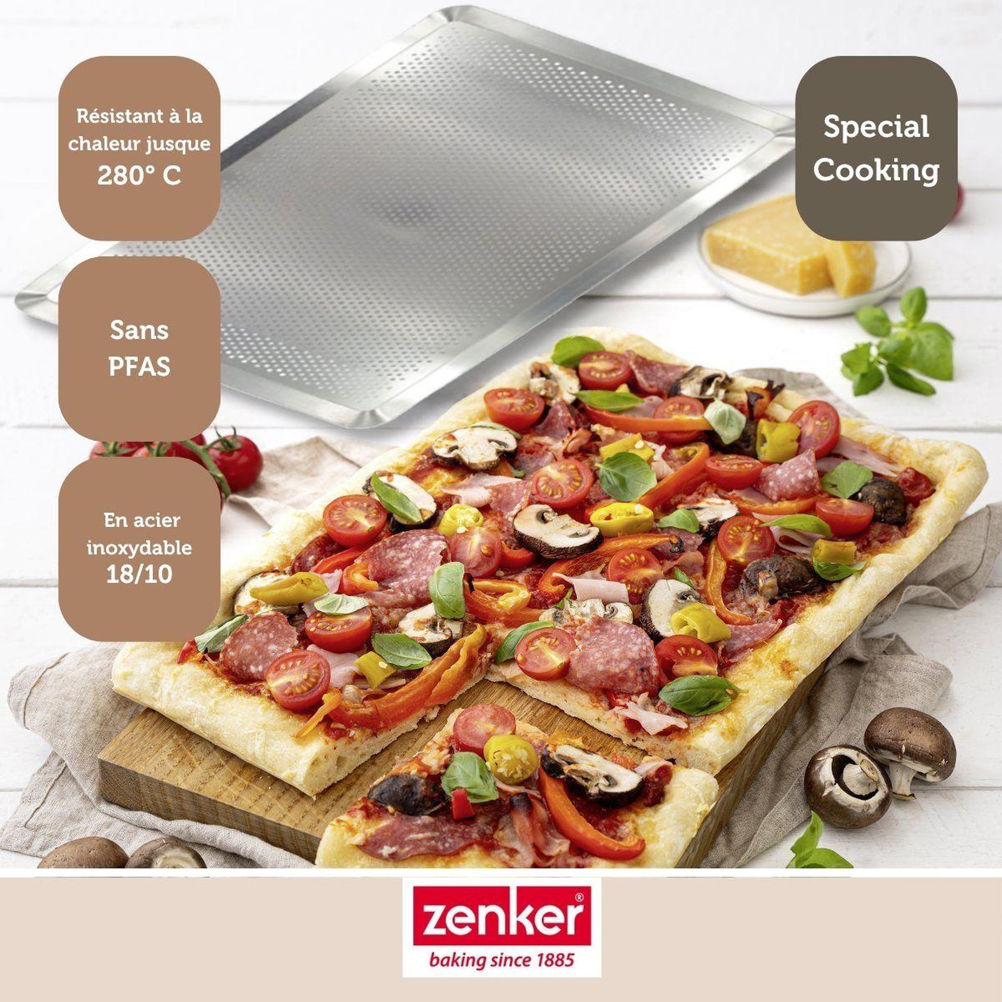 Voir la diapositive 6 : ZENKER Plaque à pâtisserie perforée 40 x 30 cm en acier inoxydable zenker special cooking