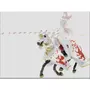 PLASTOY Figurine Cheval aux dragons,  blanc et rouge