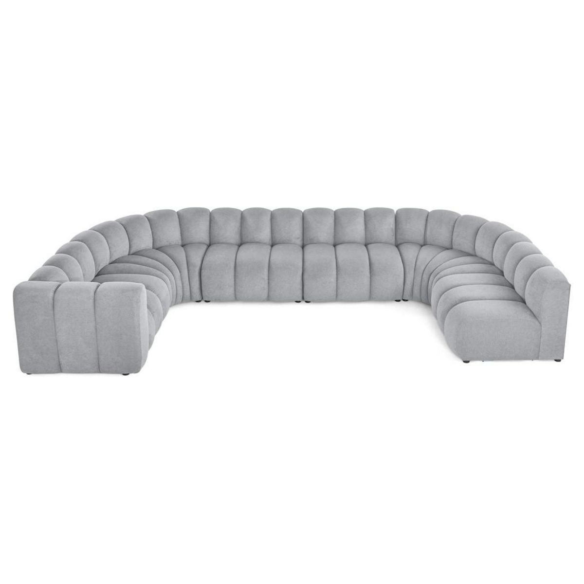 LISA DESIGN Debbie - canapé modulable panoramique d'angle droit 7 places en tissu texturé