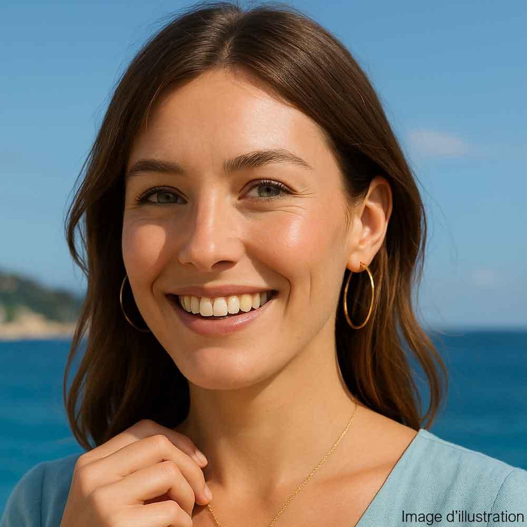 Voir la diapositive 2 : L'ATELIER D'AZUR Boucles d'Oreilles Or Jaune - Créoles Femme
