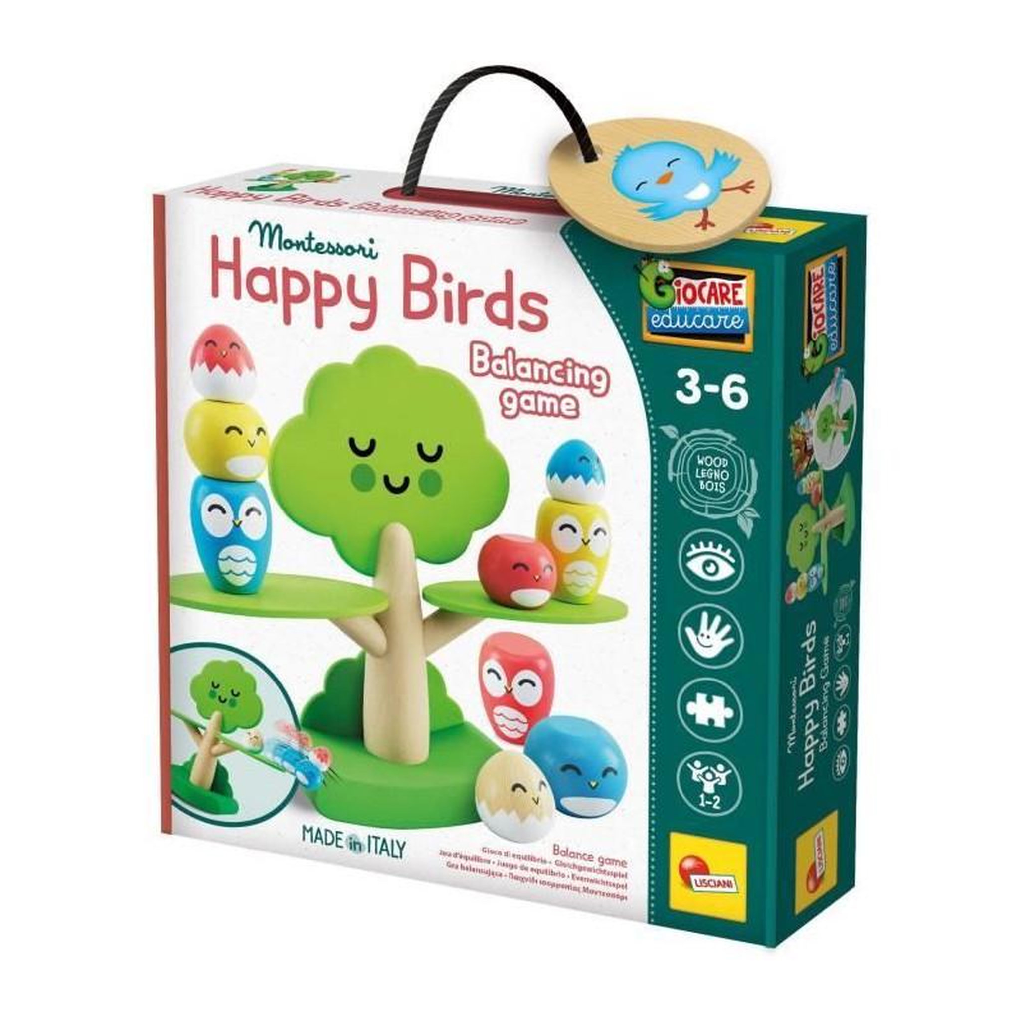 LISCIANI GIOCHI Tree Balancing - Jeu Montessori- MONTESSORI BOIS - Jeu d'Équilibre, Arbre et Oiseaux