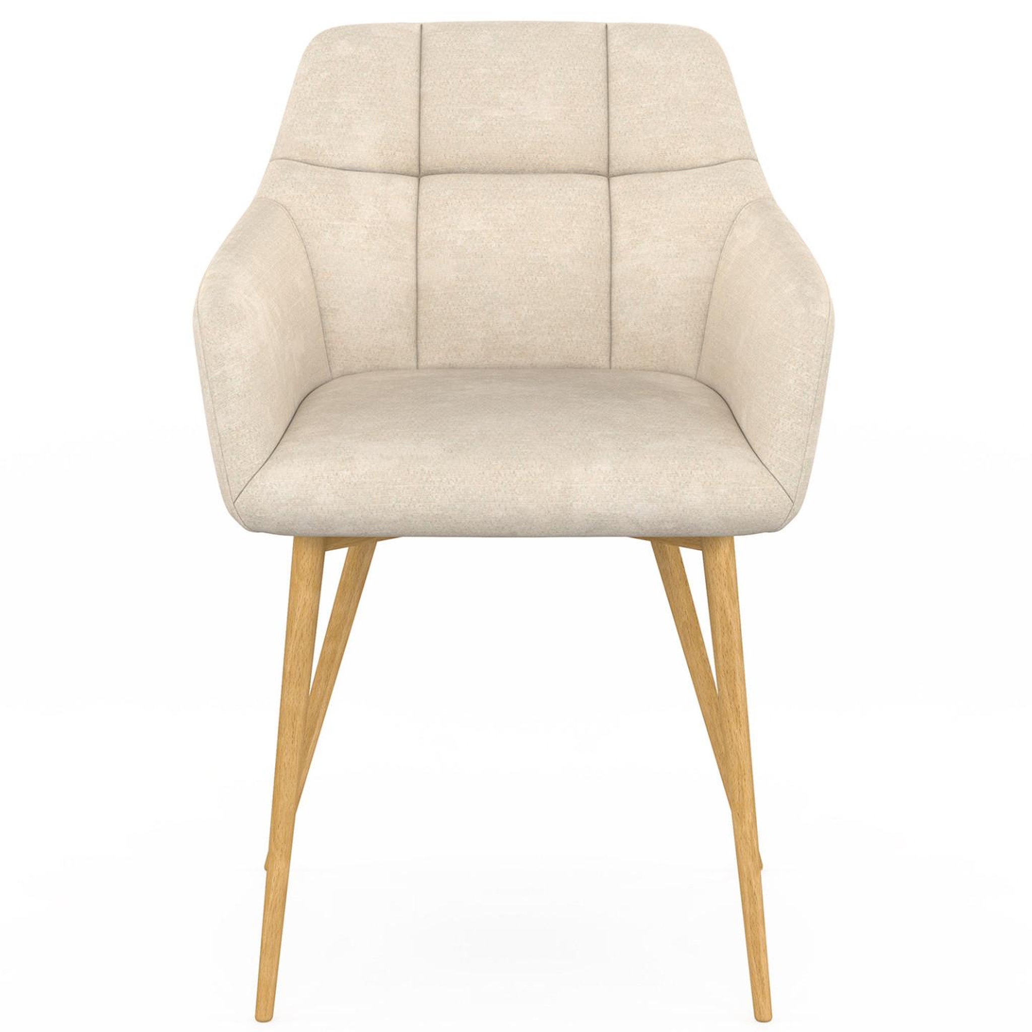 Voir la diapositive 3 : ID MARKET Lot de 2 chaises gina tissu chenille beige pieds effet bois