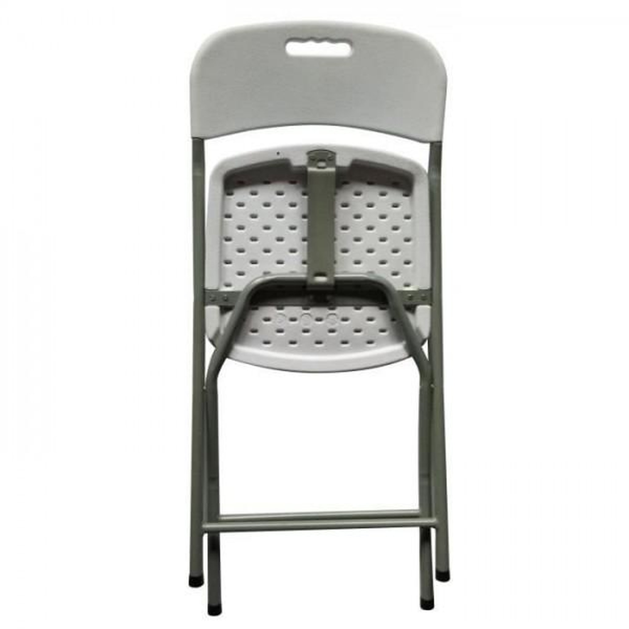 Voir la diapositive 3 : MARKET24 Lot de 2 chaises de jardin pliantes pour réception - 42 x 42 x 87 cm - Structure grise - Assise blanche