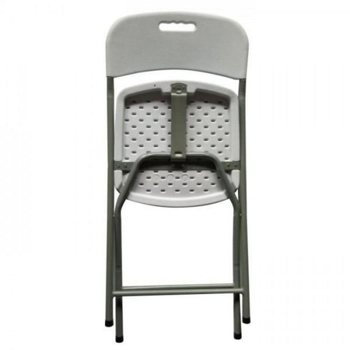 MARKET24 Lot de 2 chaises de jardin pliantes pour réception - 42 x 42 x 87 cm - Structure grise - Assise blanche