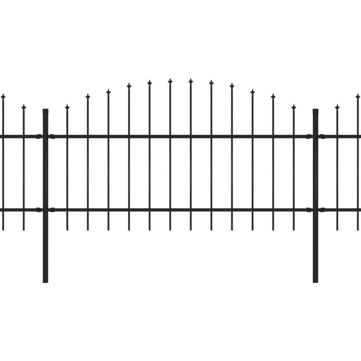 VIDAXL Cloture de jardin avec dessus en forme de lance en acier 1248 x 125 cm Noir