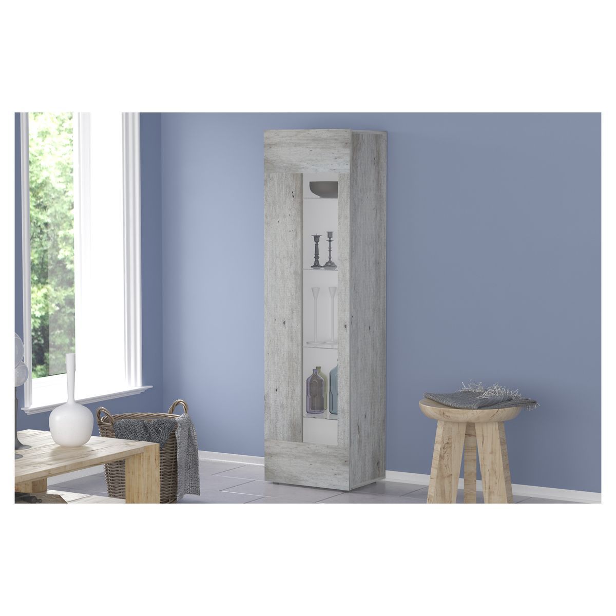 Vitrine 1 porte 4 étagères TECHNO