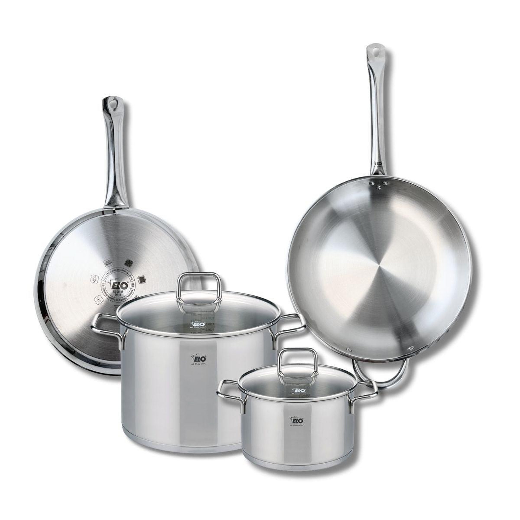 ELO Ensemble de 2 poêles de cuisson 28 et 32 cm et 2 faitouts 20 et 26 cm elo profi citrin