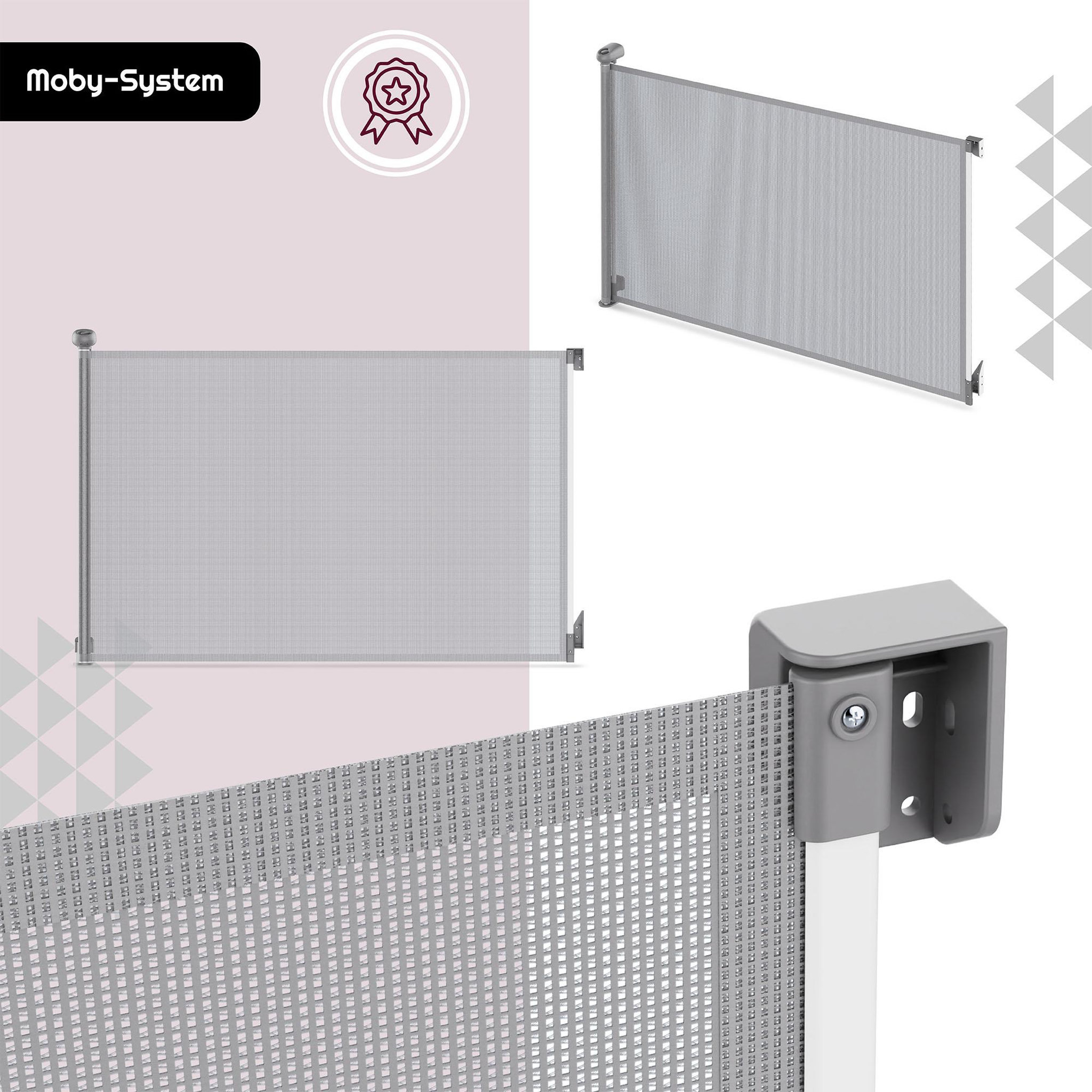 Voir la diapositive 3 : MOBY SYSTEM Barrière de sécurité rétractable Moby-System HOMESAFE en toile grise