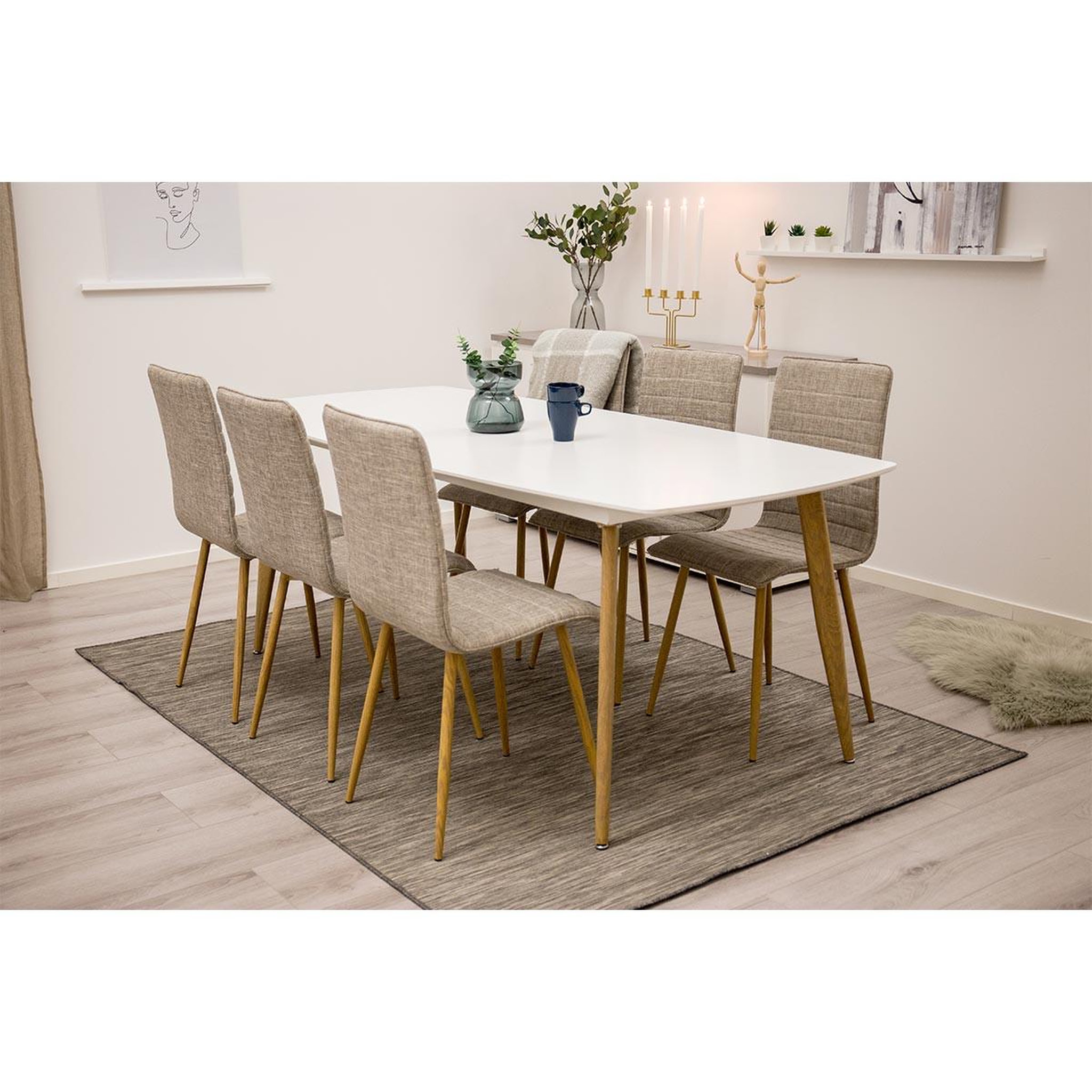 Voir la diapositive 6 : Paris Prix Table à Manger  Polar  240cm Blanc & Naturel