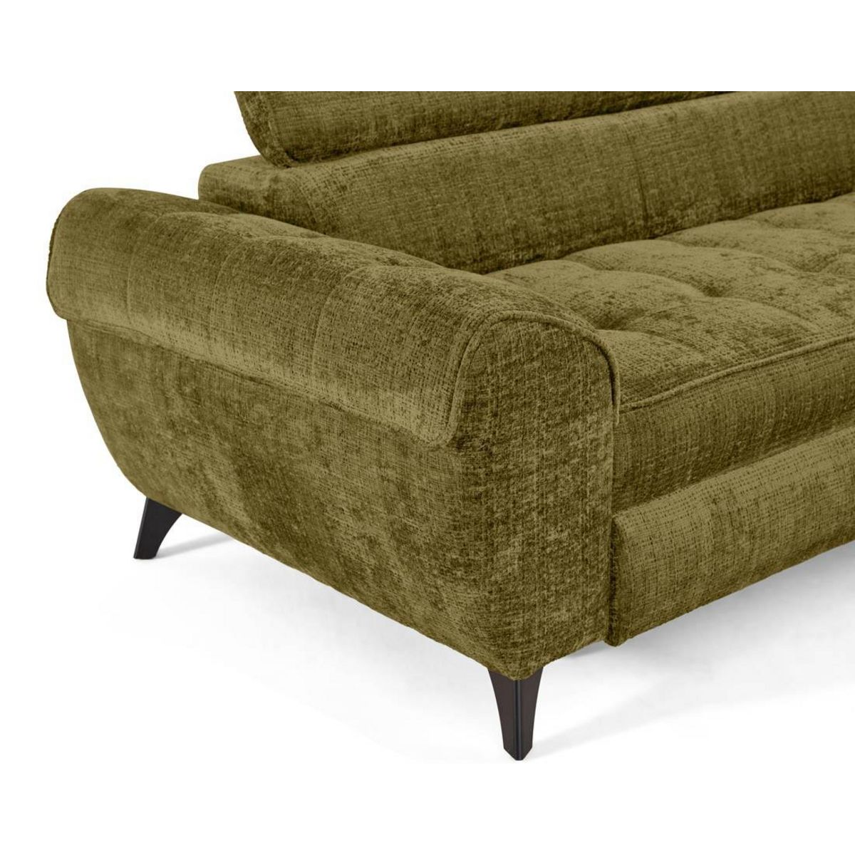 LISA DESIGN Marlo - canapé d'angle droit 5 places convertible avec coffre et têtières en velours texturé