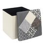 Voir la diapositive 3 : Paris Prix Pouf Coffre Pliable  Patchwork  38cm Greige
