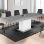 Voir la diapositive 2 : ID MARKET Table à manger extensible rectangle EDEN 6-10 personnes béton et blanc 160-200 cm