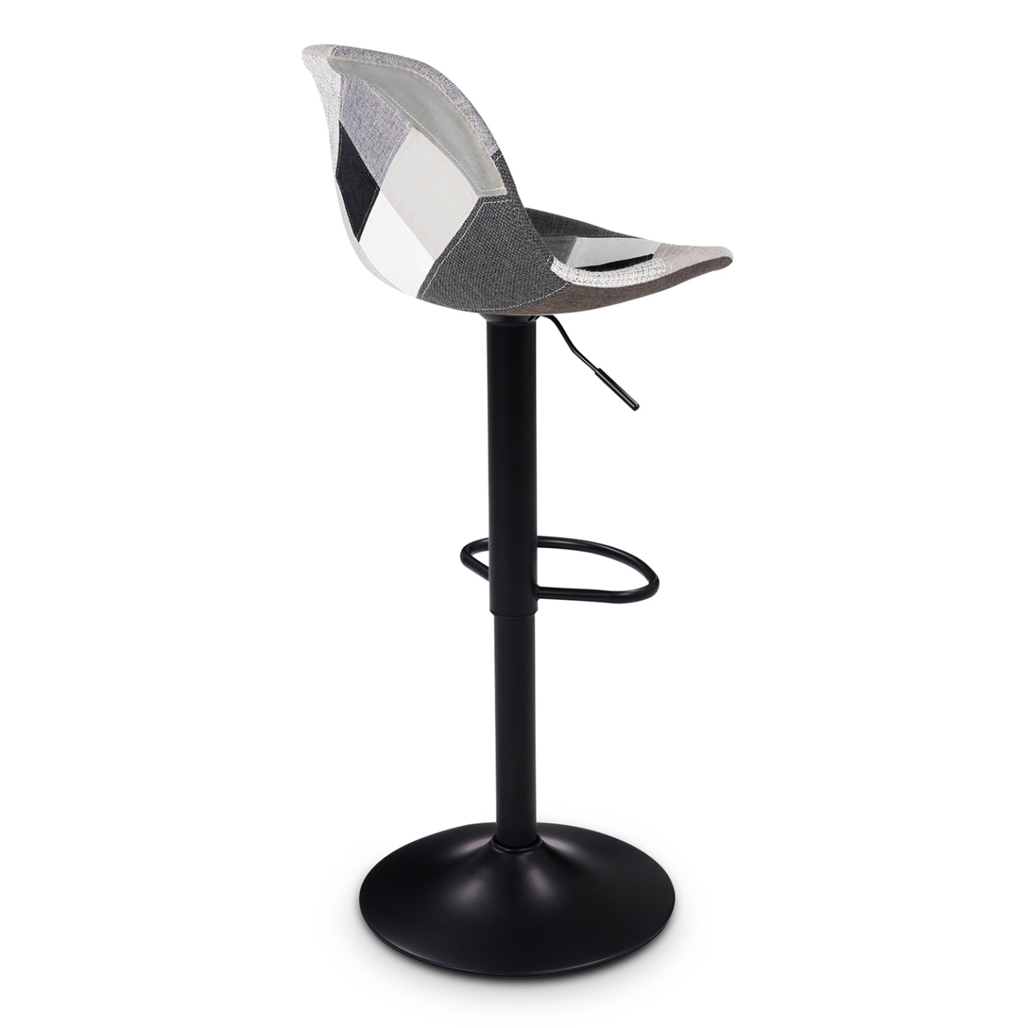 Voir la diapositive 5 : ID MARKET Lot de 2 tabourets de bar karl design patchworks noirs, gris et blancs pied noir