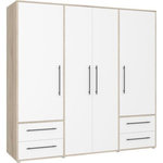MARKET24 Armoire - Chene Sonoma / Blanc mat - 4 portes battantes - L205,9 x P58,8 x H200 - MOKKARIS