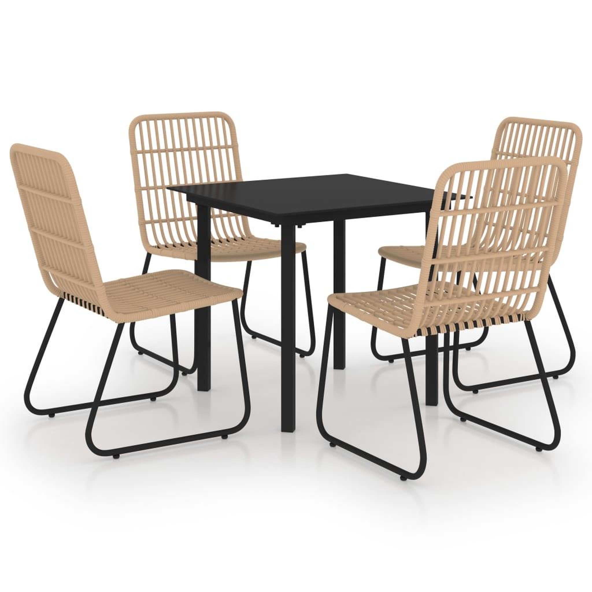 Voir la diapositive 2 : VIDAXL Ensemble a manger d'exterieur 5 pcs resine tressee et verre
