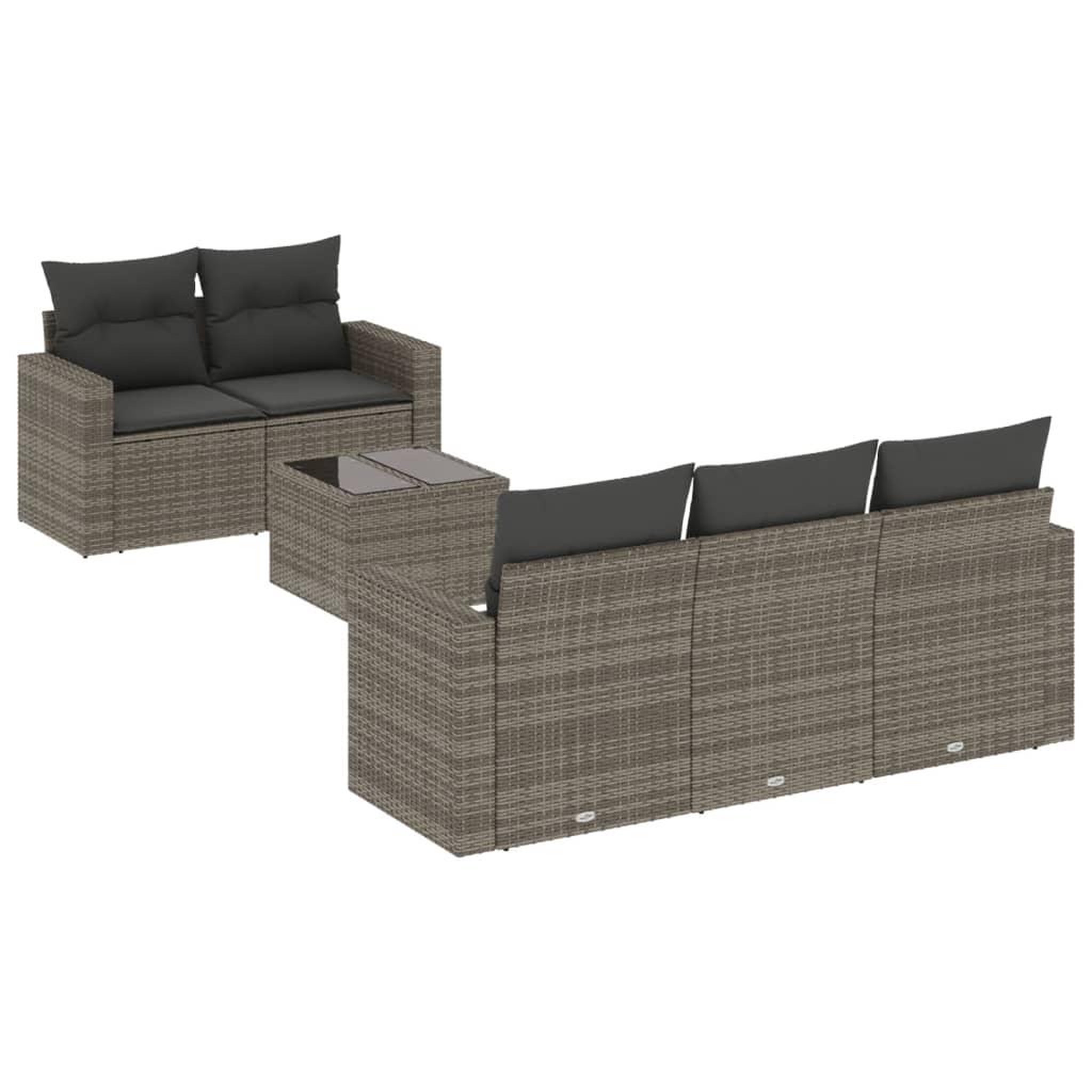Voir la diapositive 2 : VIDAXL Salon de jardin 6 pcs avec coussins gris resine tressee