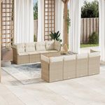 VIDAXL Salon de jardin avec coussins 9 pcs beige resine tressee