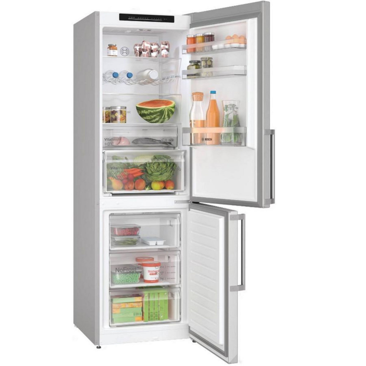 BOSCH Réfrigérateur combiné 60cm 321l nofrost inox - KGN36VLDT