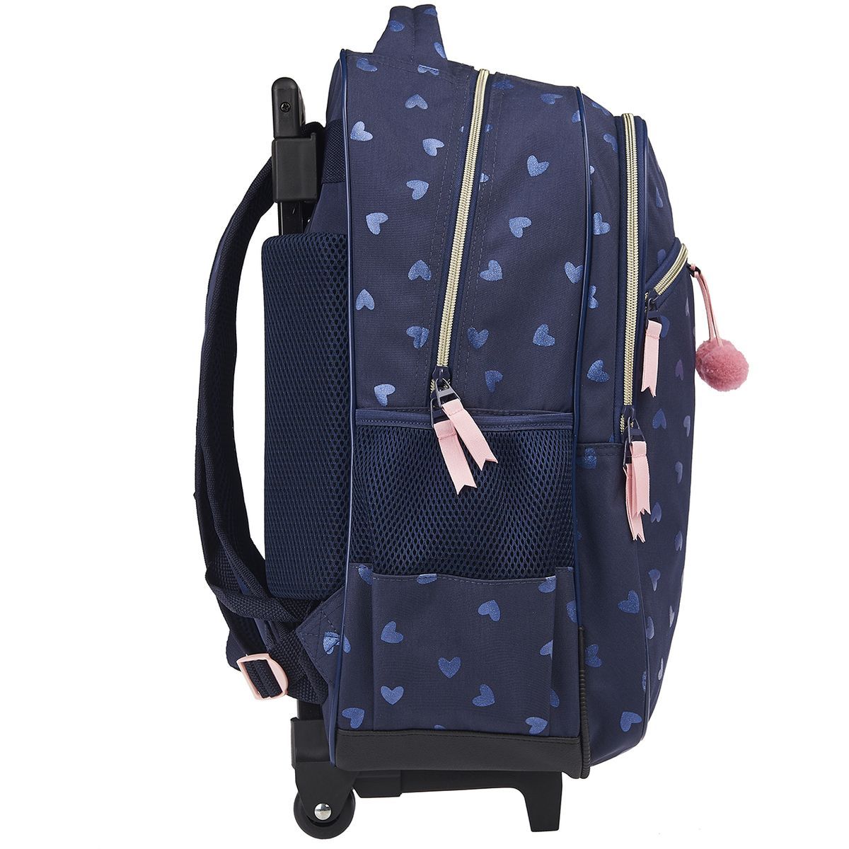 Milky Kiss Sac à dos à roulettes bleu paillettes coeurs