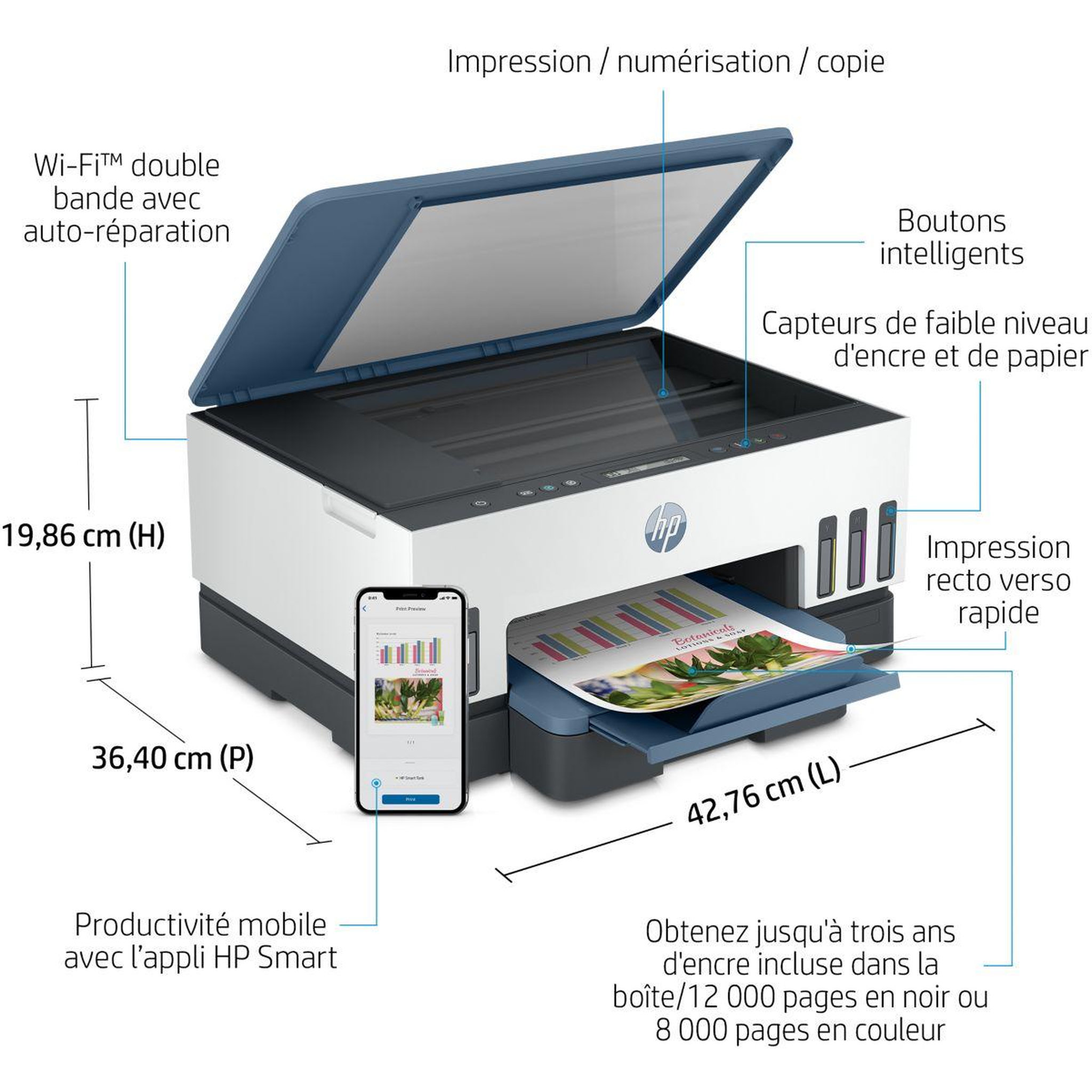 Voir la diapositive 2 : HP Imprimante jet d'encre Smart Tank Plus 7006