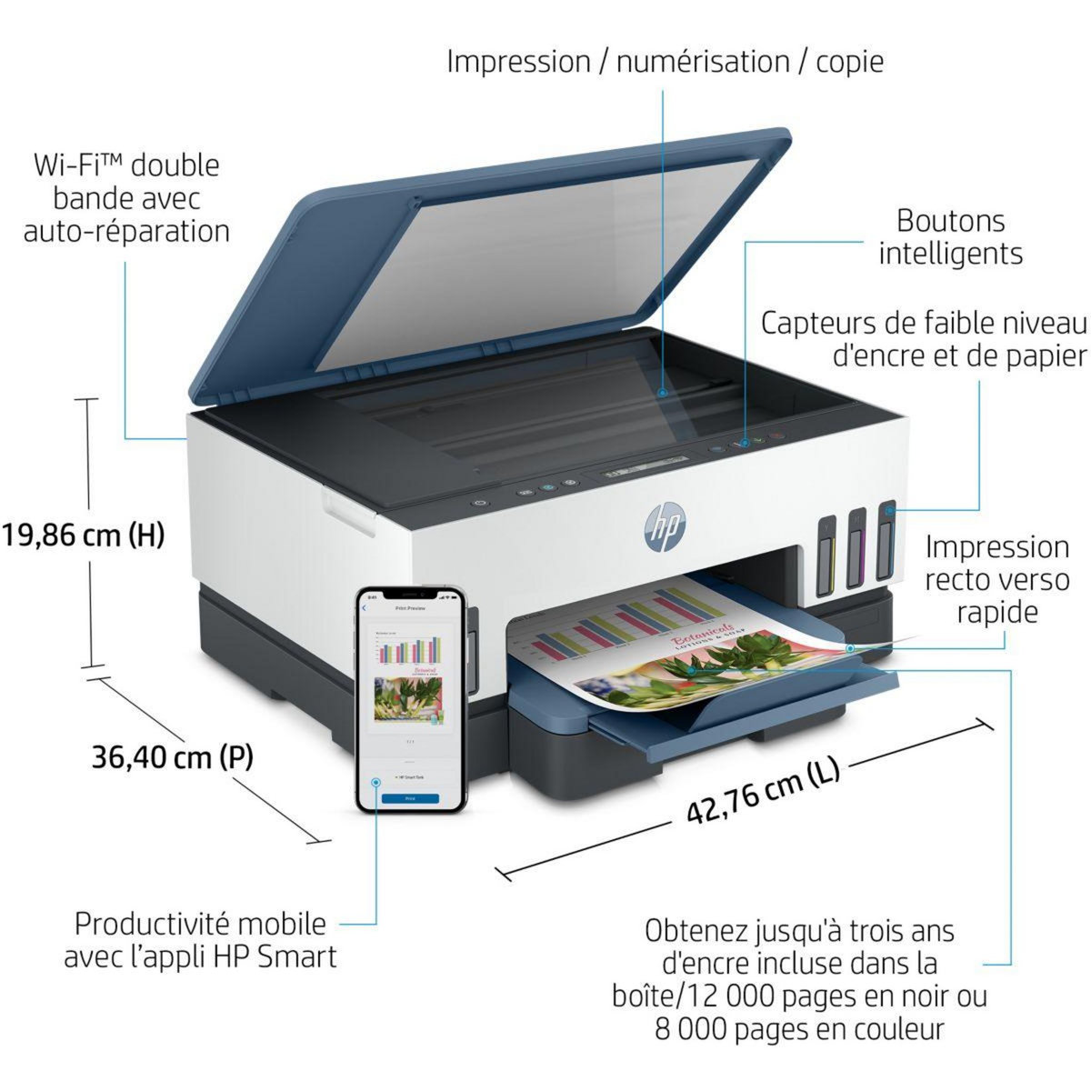 HP Imprimante jet d'encre Smart Tank Plus 7006
