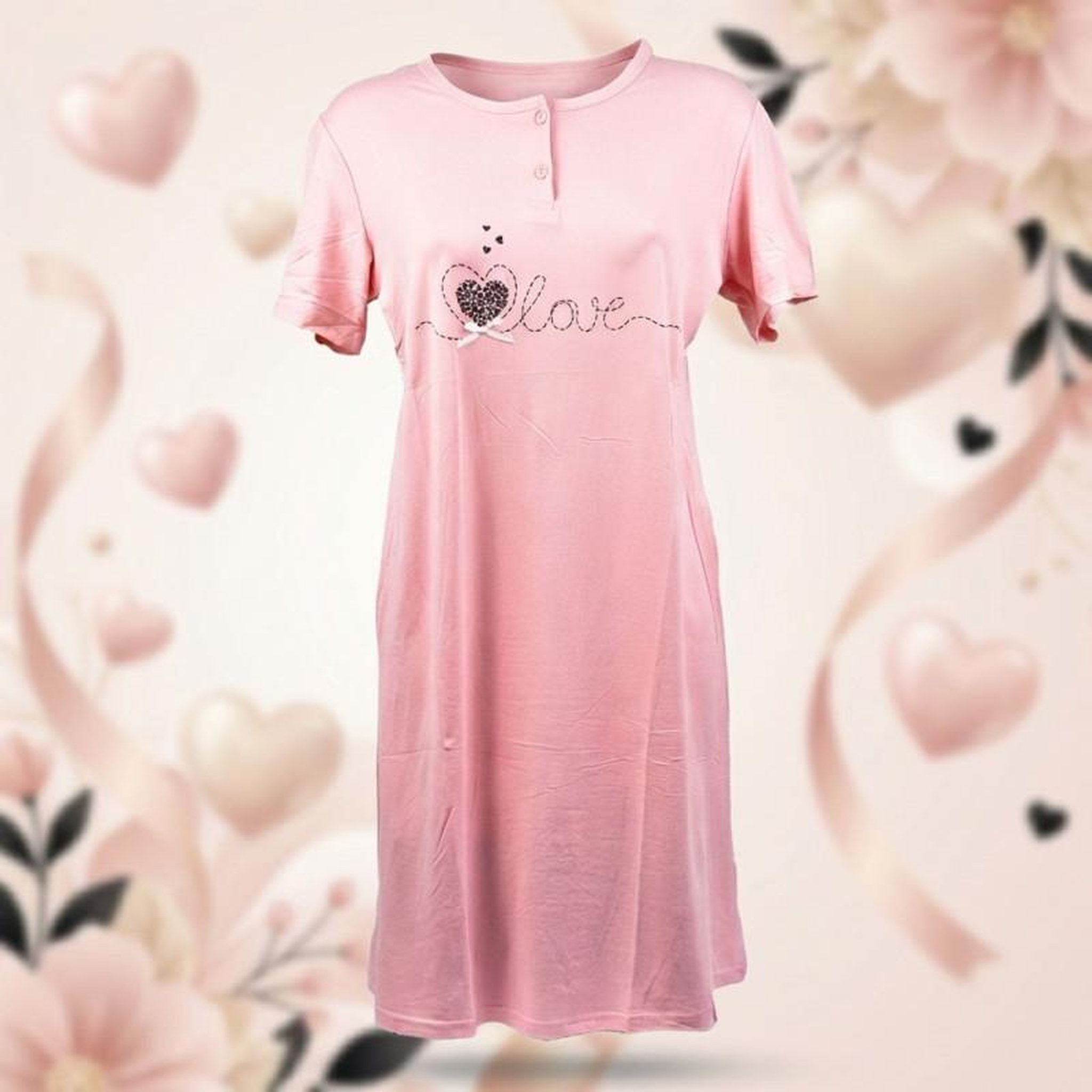 Voir la diapositive 3 : OZABI OZABI Chemise de Nuit Femme Microfibre LOVE Manches Courtes