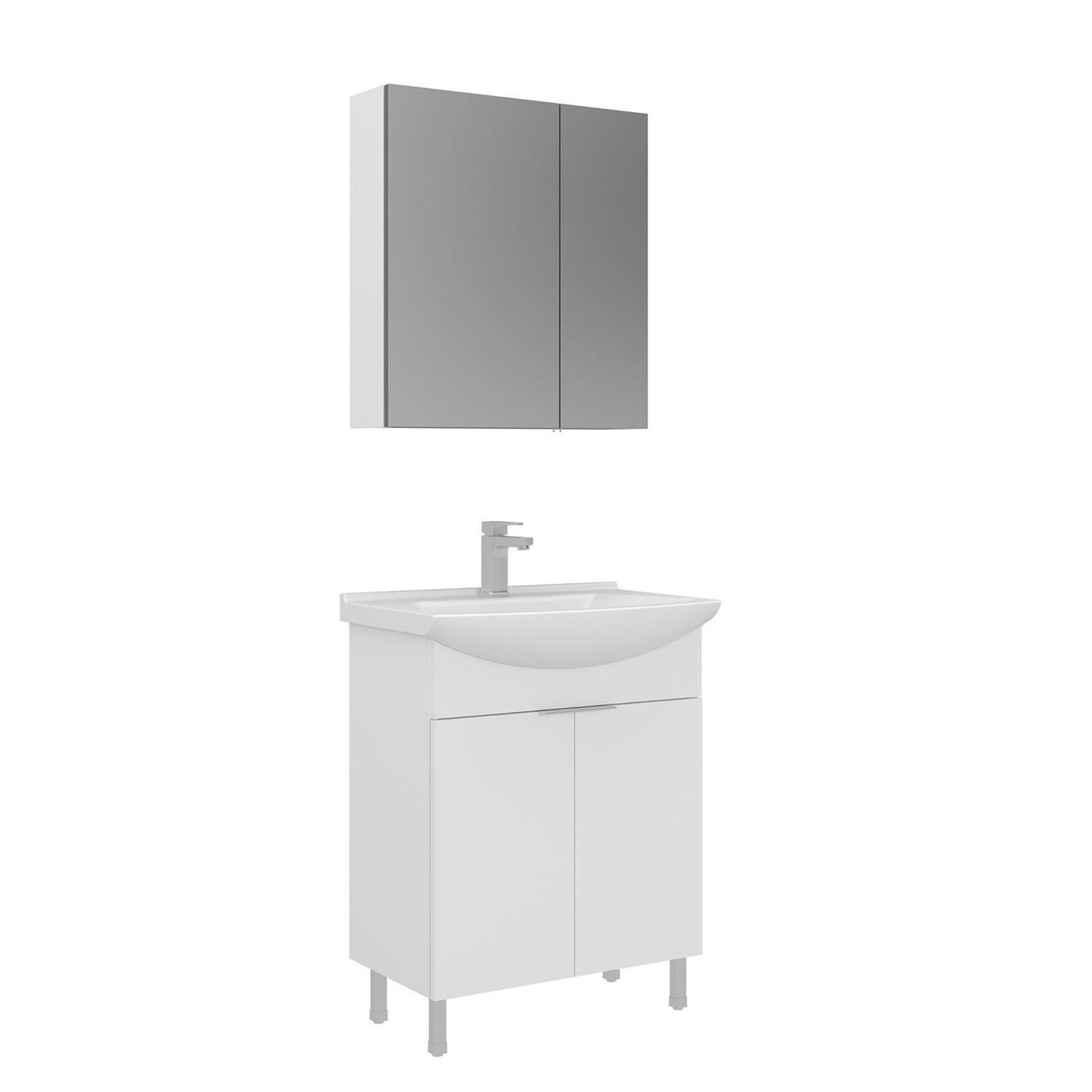 Habitat et Jardin Meuble avec simple vasque et miroir  Purus 65  - 65 x 50 x 83 cm - White