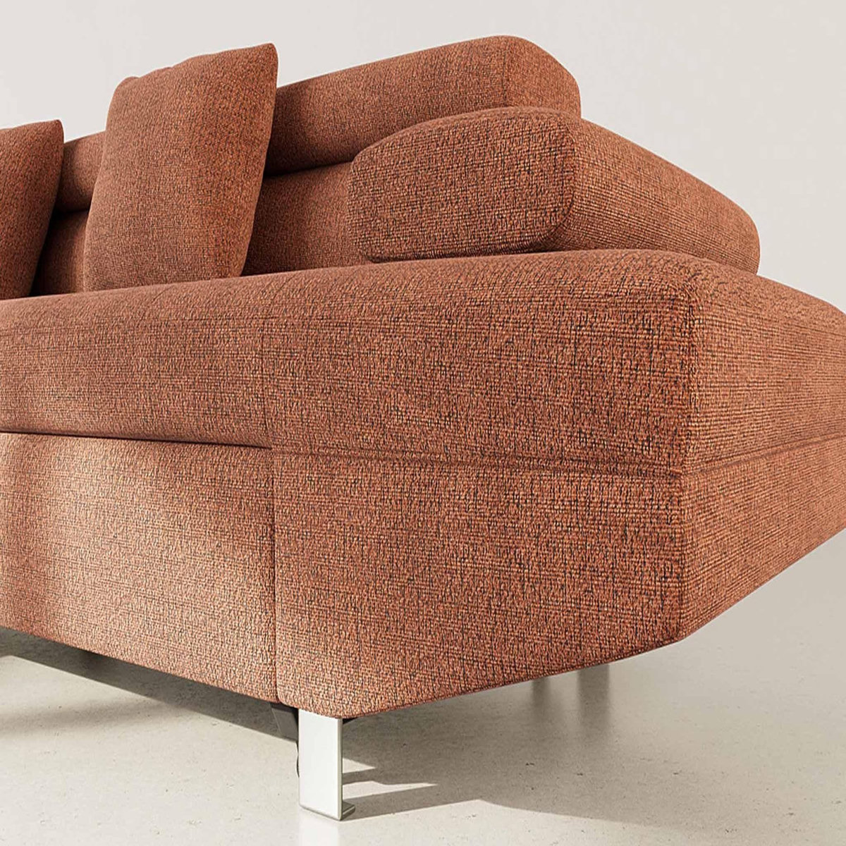 BEST MOBILIER Margaux - canapé d'angle gauche 5 places convertible avec coffre et têtières réglables en velours texturé