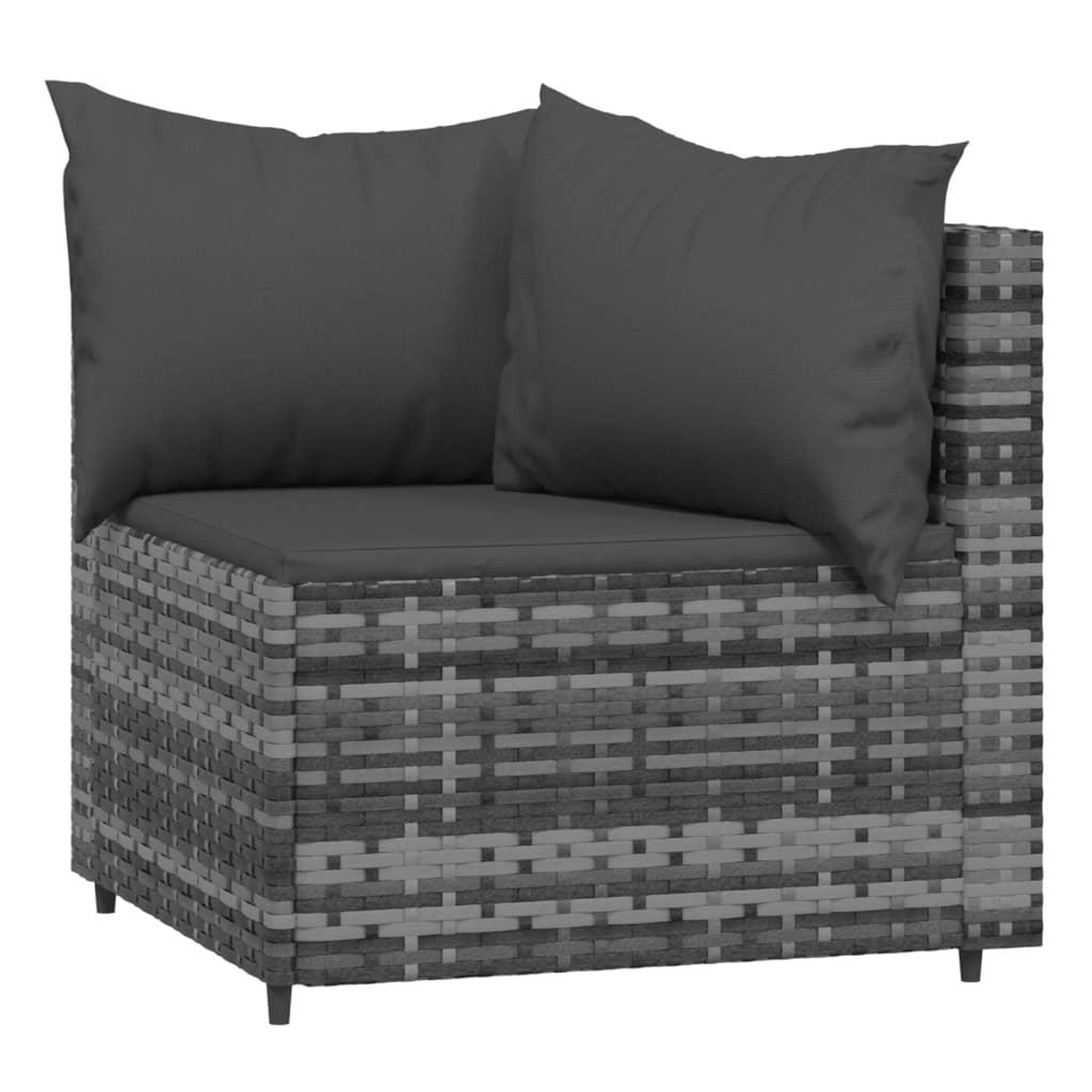 Voir la diapositive 4 : VIDAXL Canapes d'angle de jardin et coussins 2 pcs gris resine tressee